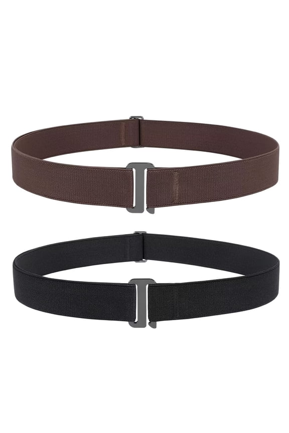 2Packs Invisible Stretch Invisible Elastic Web Strap Belt for Women Men Flat Buckle Belts for Jeans Pants Dresses