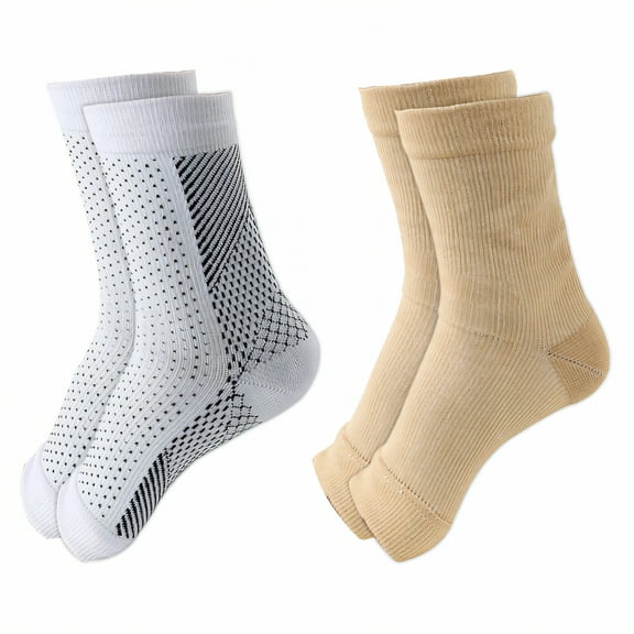 TELOLY 2Pairs Ankle Compression Sleeve,Pressure Value 15-20 Ankle Sleeve,Nylon Fabric Ankle Support for Women,Style4,S/M