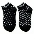 thumbnail image 1 of TELOLY 2Pairs Ankle Socks for Women,Wavy Trim Accent Ruffle Socks,Subtle Sock Profile Womens Socks Size 9-11,Combination4, 1 of 1