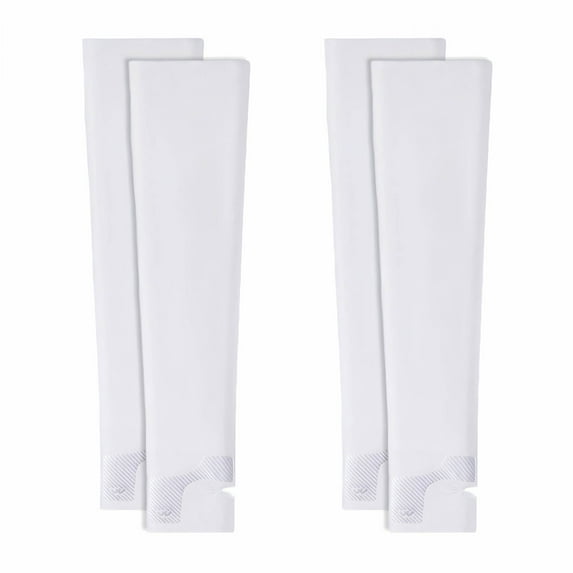 TELOLY 2Pairs Arm Sleeves,High Elastic Comfort UPF50+ Nylon Arm Sleeves for Women,Wrist Taper 16" Mangas Para Brazos Para Mujer,White