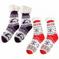 thumbnail image 1 of TELOLY 2Pairs Fuzzy Socks for Women,Cartoon Style Slipper Socks for Women,Antibacterial & Sweat-Absorbing Long Socks for Women,Combination3, 1 of 1