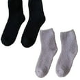 thumbnail image 1 of TELOLY 2Pairs Fuzzy Socks for Women,Effortless All-Day Wear Knee High Socks for Women,Lightweight Warm Comfort Leg Warmer,Black&LightGray, 1 of 5