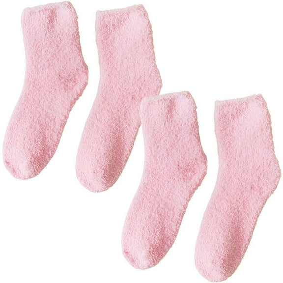 TELOLY 2Pairs Fuzzy Socks for Women,Quick Heat Retention Knee High Socks for Women,Instant Warmth Boost Boot Socks for Women,Pink