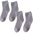 thumbnail image 1 of TELOLY 2Pairs Fuzzy Socks for Women,Seamless Toe Finish Knee High Socks,Zero Irritation Leg Warmer,LightGray, 1 of 5