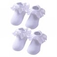 thumbnail image 1 of TELOLY 2Pairs Kids Socks,0-12 Months Ruffle Socks,Versatile Lace Socks Lace Socks,White2, 1 of 1