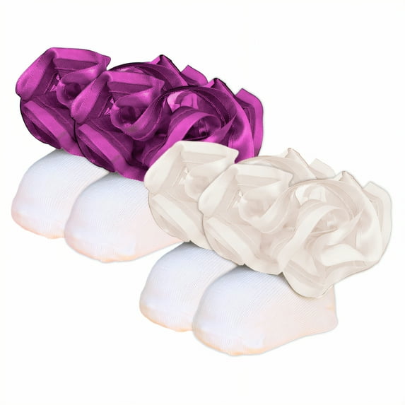 TELOLY 2Pairs Kids Socks,0-6 Months Ruffle Socks,Ankle Length Lace Socks,Style3,8-10Cm