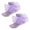 thumbnail image 1 of TELOLY 2Pairs Kids Socks,0-6 Months Ruffle Socks,Student Dance Socks Lace Socks,Purple,Xxs, 1 of 1