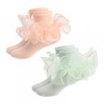 thumbnail image 1 of TELOLY 2Pairs Kids Socks,1-3 Years Old Ruffle Socks,3D Anti-Slip Heel Design Lace Socks,Style1,12-15Cm, 1 of 1