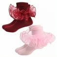 thumbnail image 1 of TELOLY 2Pairs Kids Socks,1-3 Years Old Ruffle Socks,3D Anti-Slip Heel Lace Socks,Combination1, 1 of 1