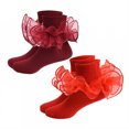 thumbnail image 1 of TELOLY 2Pairs Kids Socks,1-3 Years Old Ruffle Socks,Moisture-Wicking Lace Socks,Style1,12-15Cm, 1 of 1