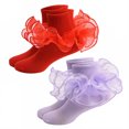 thumbnail image 1 of TELOLY 2Pairs Kids Socks,1-3 Years Old Ruffle Socks,Solid Color Lace Socks,Combination2, 1 of 1