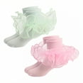 thumbnail image 1 of TELOLY 2Pairs Kids Socks,1-3 Years Old Ruffle Socks,Solid Color Lace Socks,Style2,12-15Cm, 1 of 1