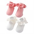 thumbnail image 1 of TELOLY 2Pairs Kids Socks,12-24 Months Ruffle Socks,Thin for Spring & Fall Lace Socks,Combination2, 1 of 1