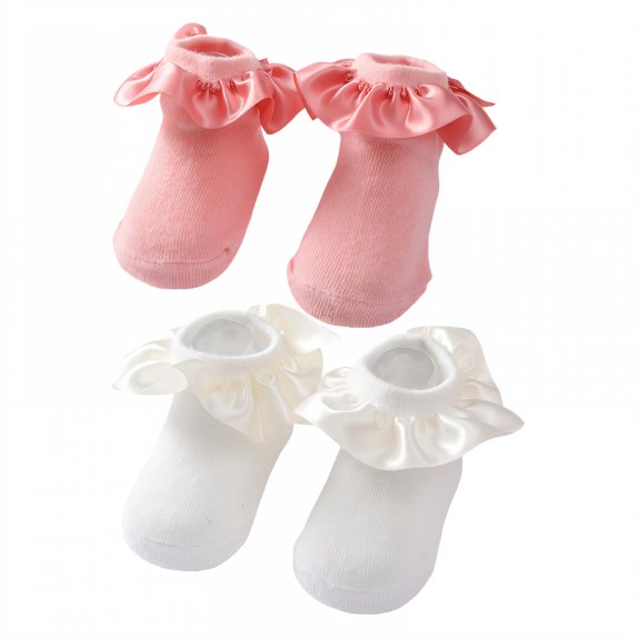 TELOLY 2Pairs Kids Socks,12-24 Months Ruffle Socks,Thin for Spring & Fall Lace Socks,Combination2