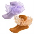 thumbnail image 1 of TELOLY 2Pairs Kids Socks,4-6 Years Old Ruffle Socks,Solid Color Lace Socks,Combination3, 1 of 1