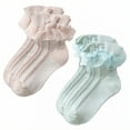 thumbnail image 1 of TELOLY 2Pairs Kids Socks,4-6 Years Old Ruffle Socks,Solid Color Lace Socks,Combination3, 1 of 1