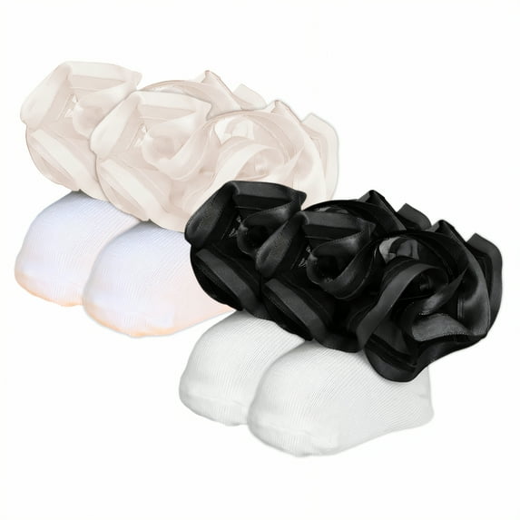 TELOLY 2Pairs Kids Socks,6-12 Months Ruffle Socks,5D Lace Trim Lace Socks,Style1,10-12Cm