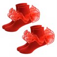 thumbnail image 1 of TELOLY 2Pairs Kids Socks,6-12 Months Ruffle Socks,Lace Socks Lace Socks,Red,Xs, 1 of 1