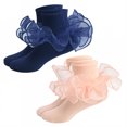 thumbnail image 1 of TELOLY 2Pairs Kids Socks,6-8 Years Old Ruffle Socks,Thin for Spring & Summer Lace Socks,Combination3, 1 of 1