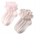 thumbnail image 1 of TELOLY 2Pairs Kids Socks,7-9 Years Old Ruffle Socks,Breathable & Sweat-Wicking Lace Socks,Combination2, 1 of 1