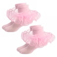 thumbnail image 1 of TELOLY 2Pairs Kids Socks,8-10 Years Old Ruffle Socks,Student Dance Socks Lace Socks,Pink,Xl, 1 of 7