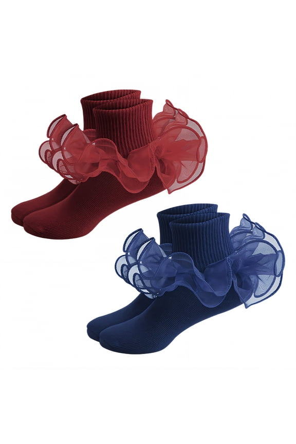 2Pairs Kids Socks,Adult Code Ruffle Socks,Student Dance Socks Lace Socks,Style2,Xxl
