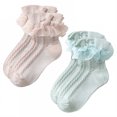 thumbnail image 1 of TELOLY 2Pairs Kids Socks,Age 10+ Ruffle Socks,Solid Color Lace Socks,Combination3, 1 of 1