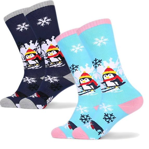 TELOLY 2Pairs Ski Socks,Stretchy Non-Tight Band Socks for Toddler Boys,Comfortable All-Day Wear Snowboard Socks,Blue
