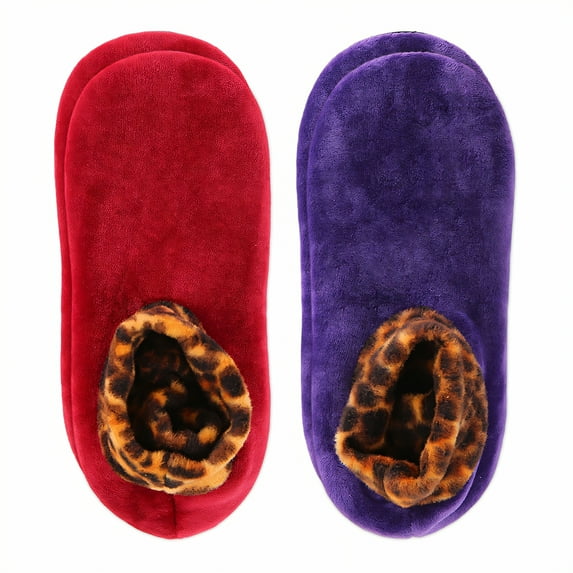 TELOLY 2Pairs Slipper Socks for Women,3-5 Years Old Slipper Socks,Sweat Absorbent & Anti-Friction Fuzzy Socks,Style3,13-15Cm