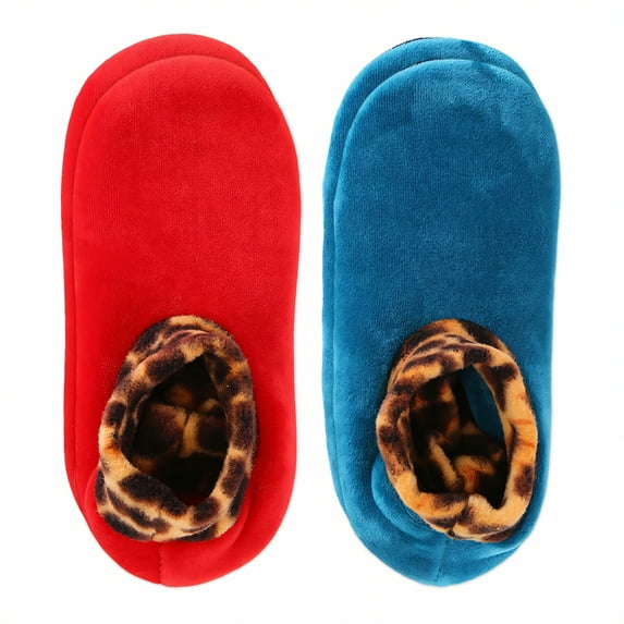 TELOLY 2Pairs Slipper Socks for Women,Men'S Size 38-43 Slipper Socks,Autumn & Winter Style Fuzzy Socks,Combination3