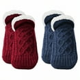 thumbnail image 1 of TELOLY 2Pairs Slipper Socks for Women,Size 20-24 Slipper Socks,Gripped Sole Fuzzy Socks,Style1,14-16Cm, 1 of 1