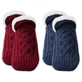 thumbnail image 1 of TELOLY 2Pairs Slipper Socks for Women,Size 20-24 Slipper Socks,Gripped Sole Fuzzy Socks,Style1,14-16Cm, 1 of 8
