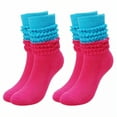 thumbnail image 1 of TELOLY 2Pairs Slouchy Socks for Women,Shaping, Sweat-Wicking, Anti-Friction Boot Socks for Women,Japanese Style Socks Scrunch Socks Women,Contrasting Colors1, 1 of 1