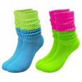 thumbnail image 1 of TELOLY 2Pairs Slouchy Socks for Women,Multi-Color Bubble Socks Boot Socks for Women,Color Block Design Scrunch Socks Women,Combination3, 1 of 1