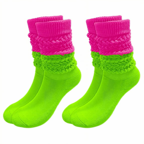 TELOLY 2Pairs Slouchy Socks for Women,No Squeeze, No Deformation Boot Socks for Women,Color Block Design Scrunch Socks Women,Contrasting Colors3