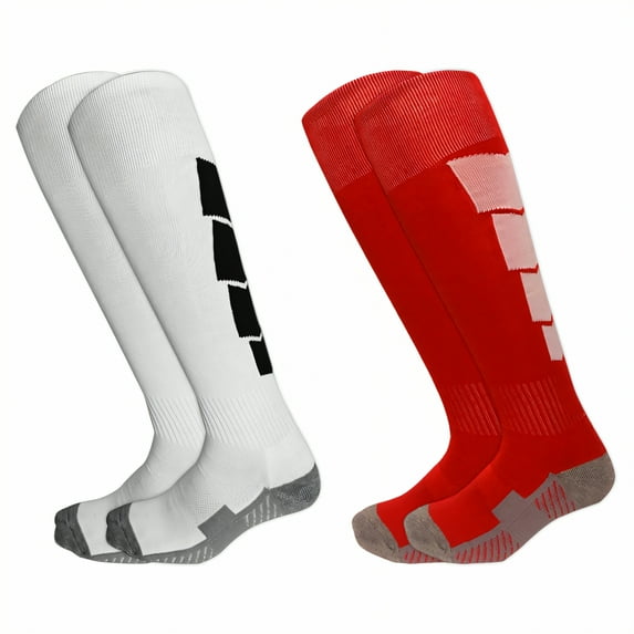 TELOLY 2Pairs Soccer Socks,Pro Athletic Socks Baseball Socks,Color Block Design Knee High Socks,Combination2,L