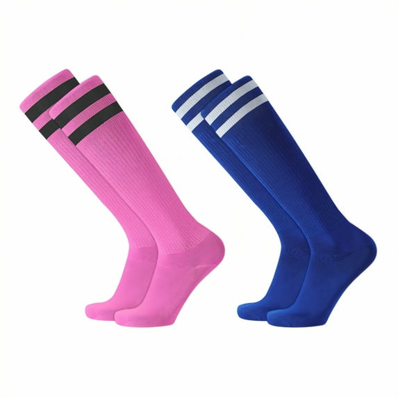 TELOLY 2Pairs Soccer Socks,Pro Athletic Socks Baseball Socks,Color Block Design Knee High Socks,Combination4,L