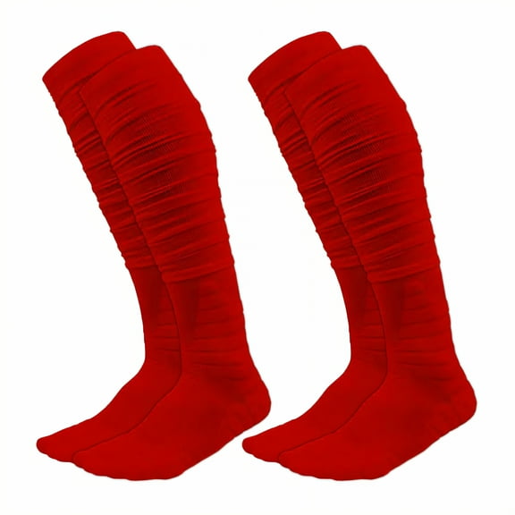 TELOLY 2Pairs Soccer Socks,Quick-Dry & Anti-Slip Baseball Socks,Sweat-Wicking & Anti-Friction Knee High Socks,Red