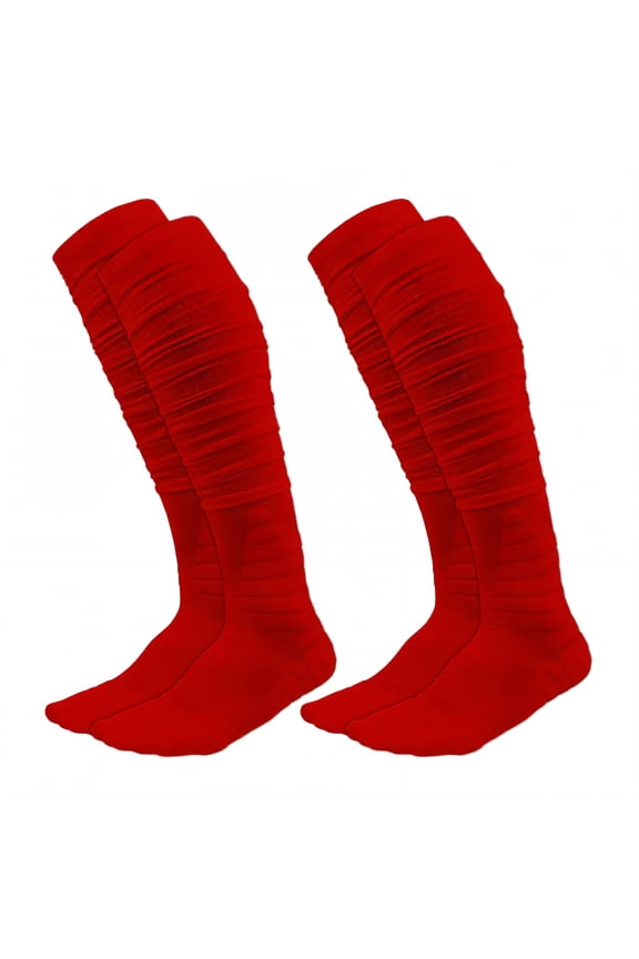 2Pairs Soccer Socks,Quick-Dry & Anti-Slip Baseball Socks,Sweat-Wicking & Anti-Friction Knee High Socks,Red