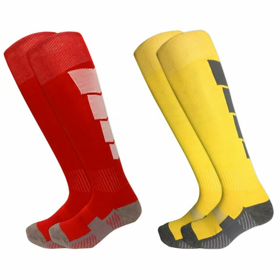 TELOLY 2Pairs Soccer Socks,Thickened Sports Socks Baseball Socks,Grip Sole Socks Knee High Socks,Combination3,L
