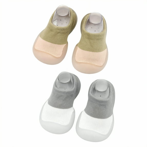 TELOLY 2Pairs Sock Shoes Toddler,12.5Cm Sock Shoes for Baby Boy,Solid Color Sock Shoes for Baby Girl,Combination1