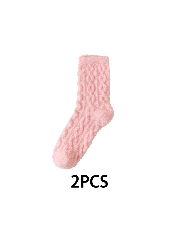 2Pairs Socks Sweat Absorbing and Odor Resistant Fuzzy Socks, Anti Slip and Friction Free Thick and Warm Long Socks, Pink Moisture Wicking Socks Women