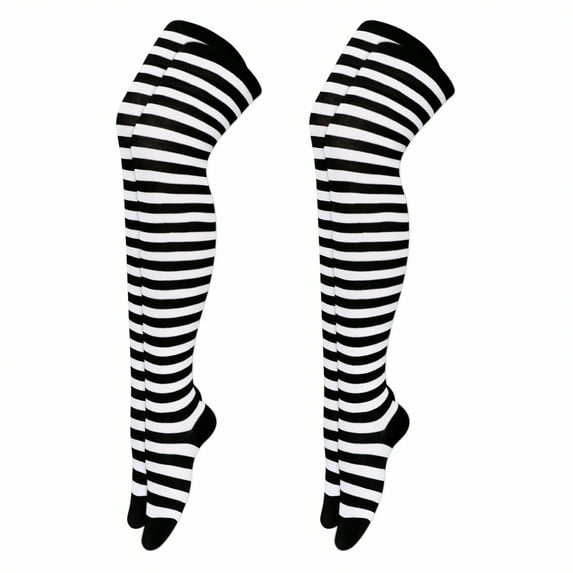 TELOLY 2Pairs Thigh High Socks,All-Season Wear Thigh High Socks for Women,Adult Socks Long Socks for Women,Contrasting Colors1