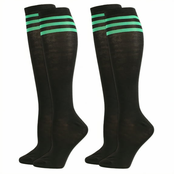 TELOLY 2Pairs Thigh High Socks,Knee-High Socks Thigh High Socks for Women,Striped Stitching Long Socks for Women,Combination2