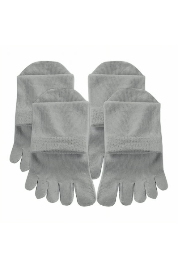 2Pairs Toe Socks,Sweat-Wicking & Breathable Womens Crew Socks,Short-Cut Toe Socks Women,Light Gray