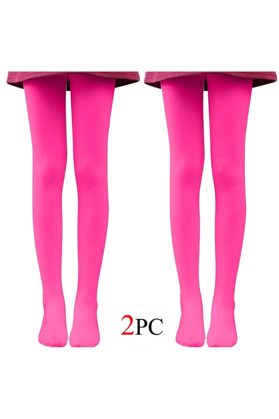 2Pc Thigh High Tights Women's All Age Thin Velvet Dance Socks Base Socks White Pantyhose Hot Pink M