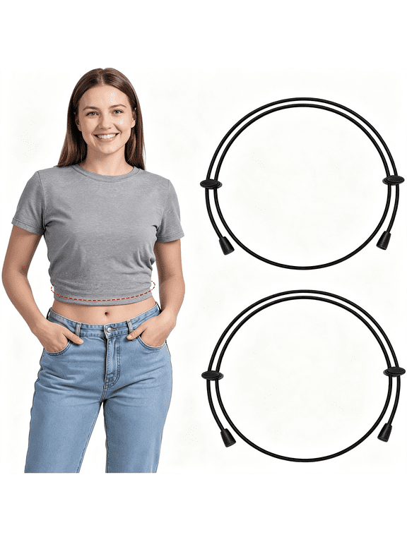 2Pcs Adjustable Top Tuck Band, No-Slip Elastic Crop Top Band for Women, Shirt & Hoodie Hack for Parties & Daily Wear, Stylish Crop Tuck
