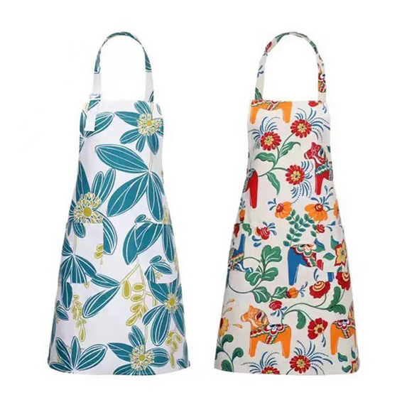 TELOLY 2Pcs Apron,Cotton Linen Aprons for Cooking,Breathable and Durable with Large Pocket for Cooking Housework and Crafts