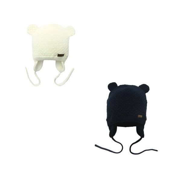 TELOLY 2Pcs Baby Beanie,Soft Knit Texture Toddler Hat,Gentle on Baby'S Skin Kids Beanie,White&NavyBlue