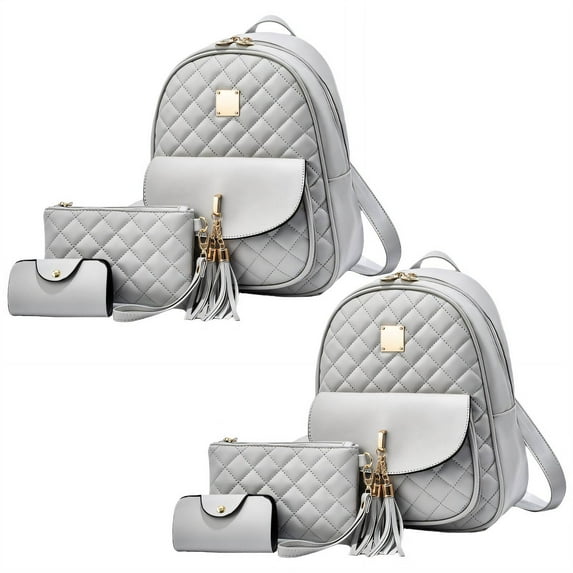 TELOLY 2Pcs Backpack for Women Multi-Length Adjustable Straps Travel Backpack Big Storage Space Adjustable Shoulder Straps Backpacks Style7 Light Gray